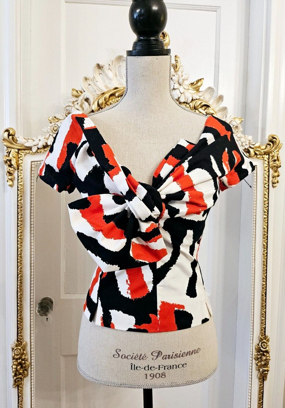 DSQUARED2 Cotton stretch, White, Black, Red top with front bow, IT 40, US 4, NWT